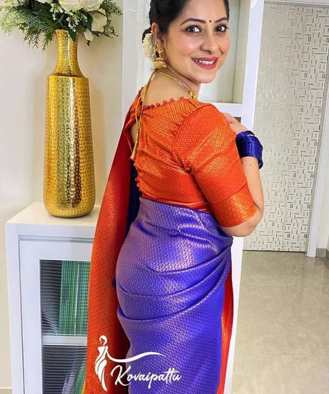 Soft Lichi Silk & Jacquard Work Saree With Blouse