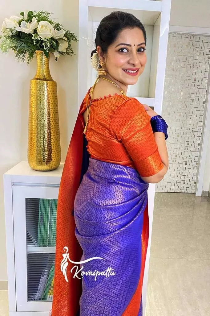 Soft Lichi Silk & Jacquard Work Saree With Blouse