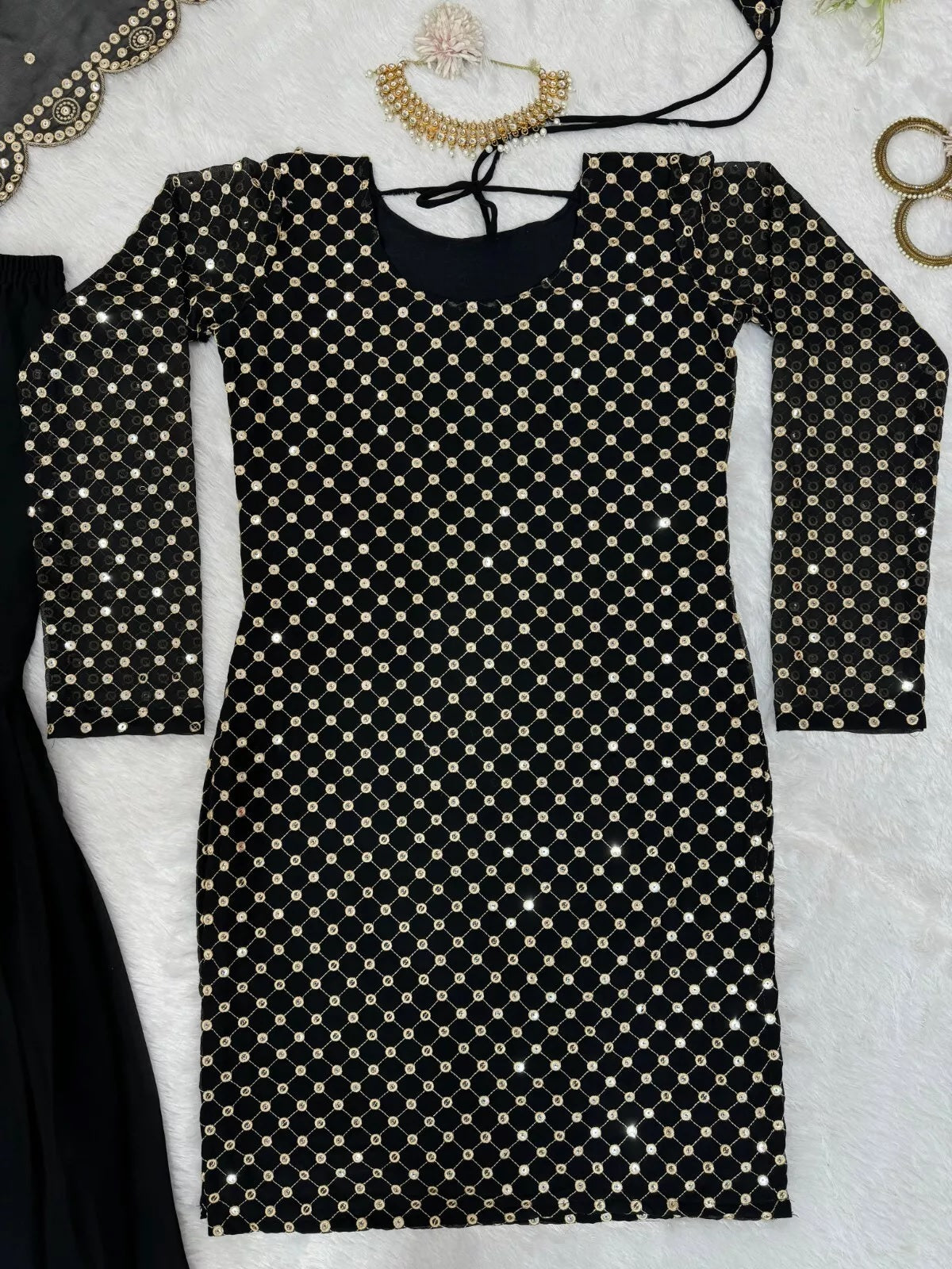 Georgette With Sequence Work  Pakistani Top Sharara Dupatta