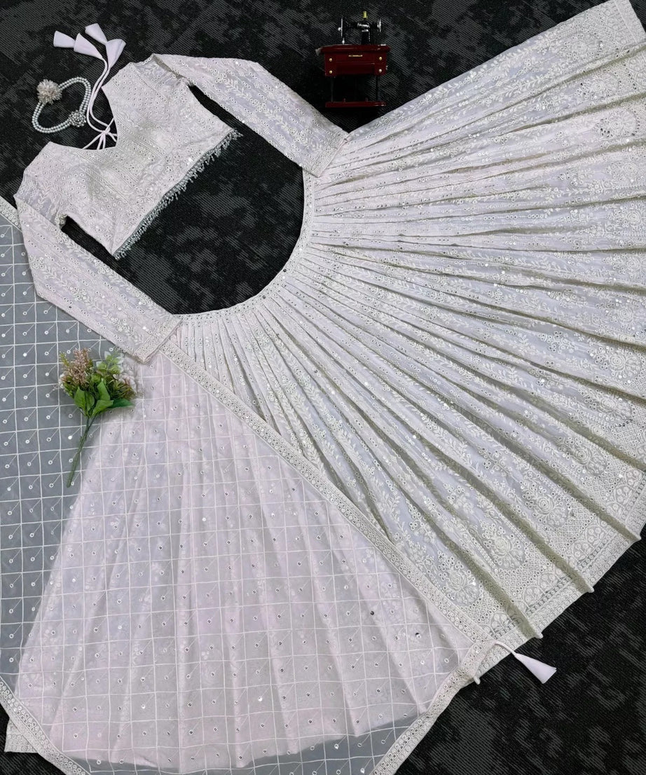 Georgette With Sequence & Theard Work Lehenga Blouse Dupatta