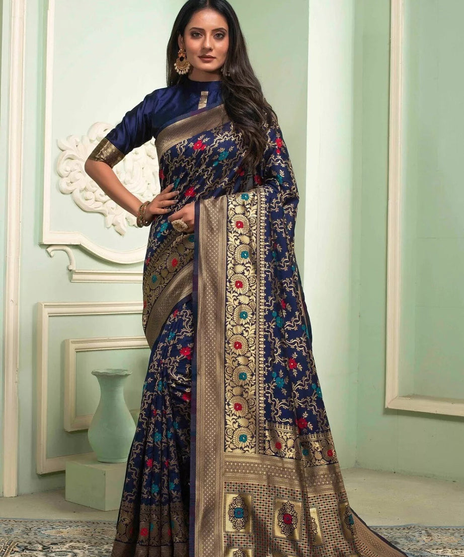 Classic Banarasi Soft Silk Wedding Sari & Blouse