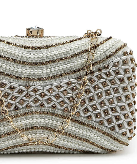 Adorn Embellished Faux Silk Clutch