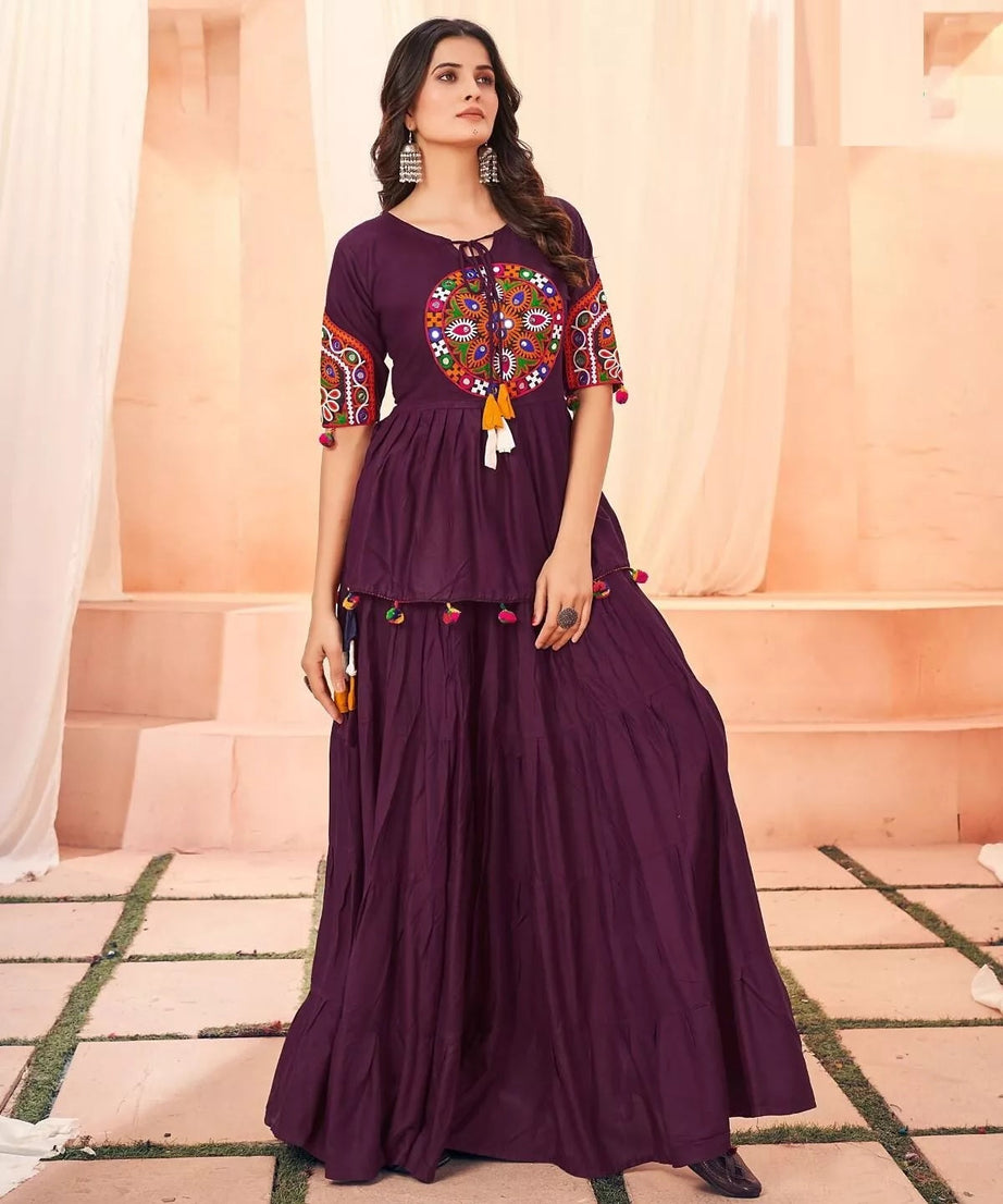 Rayon With Gamthi Work Lehenga Choli