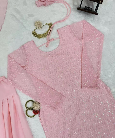 Full Stitched Faux Georgette Top Chudidar With Dupatta