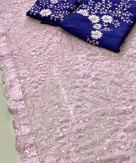 Traditional Classic Stylish Georgette Saree,Party Wedding Wear Sari Blouse