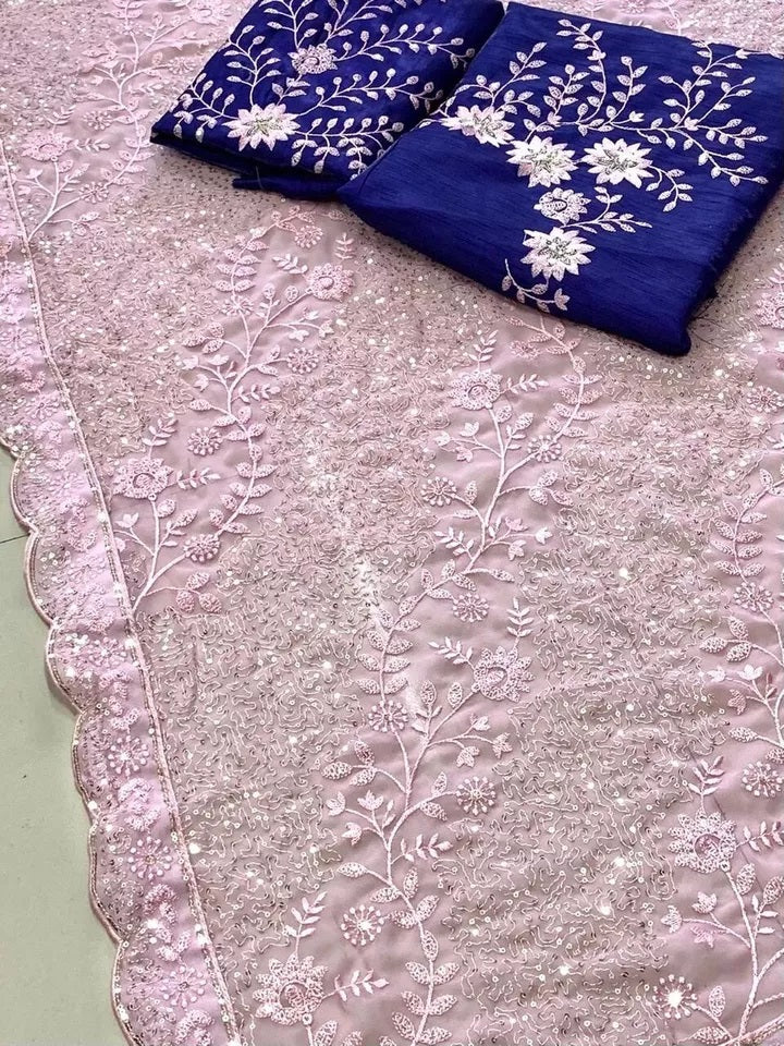 Traditional Classic Stylish Georgette Saree,Party Wedding Wear Sari Blouse