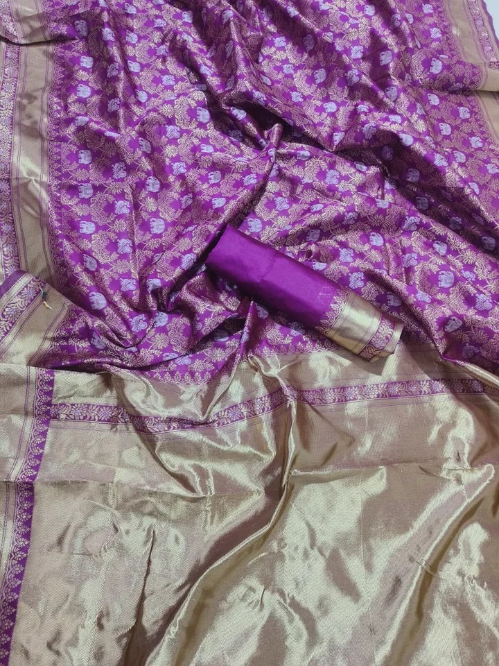 Banarasi Soft Silk Sari With Blouse