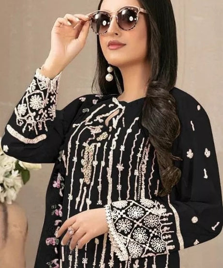 Georgette With Embroidery Sequence Work Top Bottom Dupatta