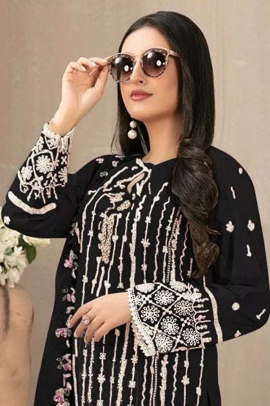 Georgette With Embroidery Sequence Work Top Bottom Dupatta