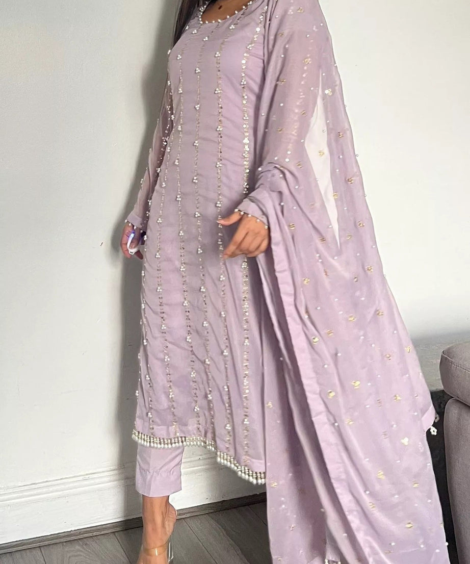 Full Stitched Faux Georgette Top Pant & Dupatta