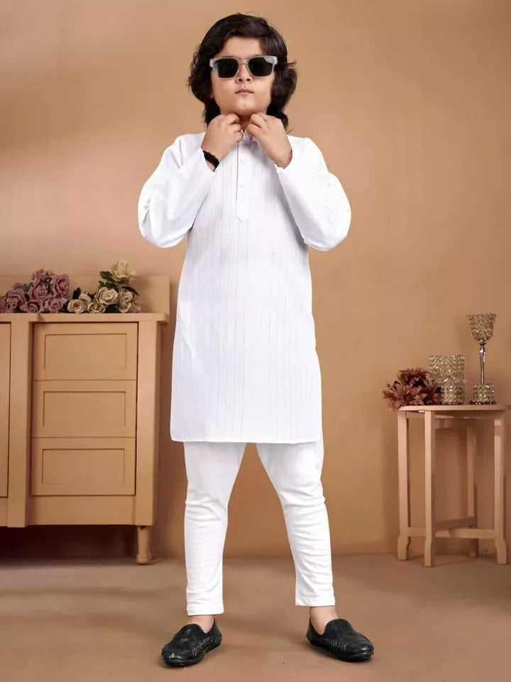 Designer Wedding Wear Pure Cotton Kurta Pajama Set For Kid's & Boy's