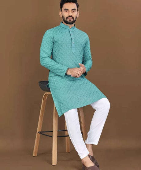 Bollywood Classic Full Stitched Rayon Kurta Pajama Set For Men's