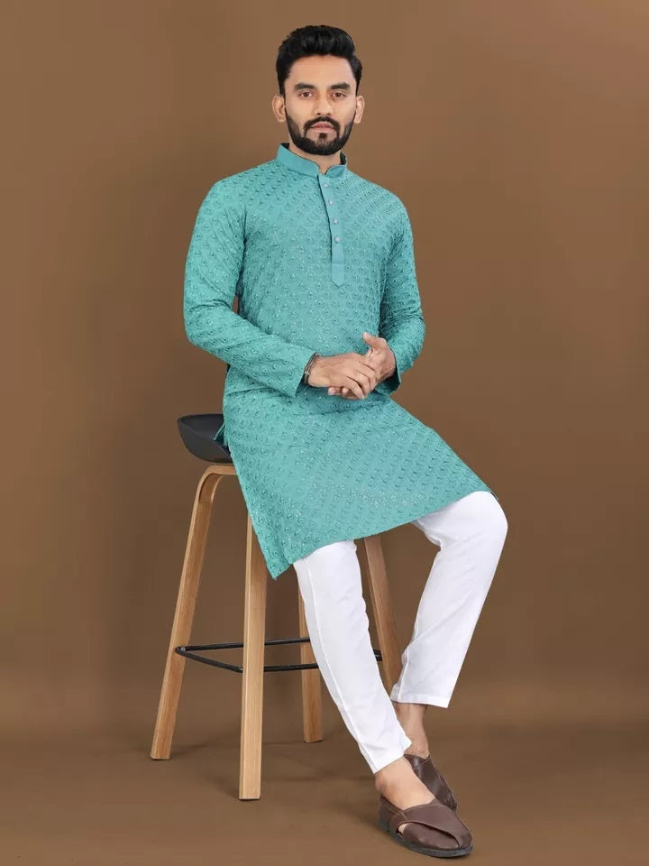 Bollywood Classic Full Stitched Rayon Kurta Pajama Set For Men's