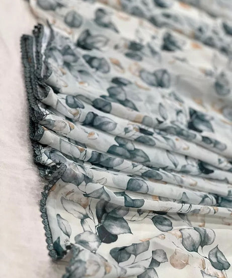 Premium Georgette With Fancy Lace Border Work Read To Wear Sari With Blouse