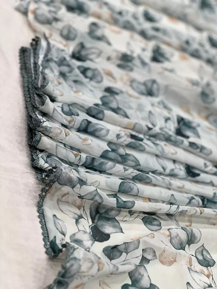 Premium Georgette With Fancy Lace Border Work Read To Wear Sari With Blouse