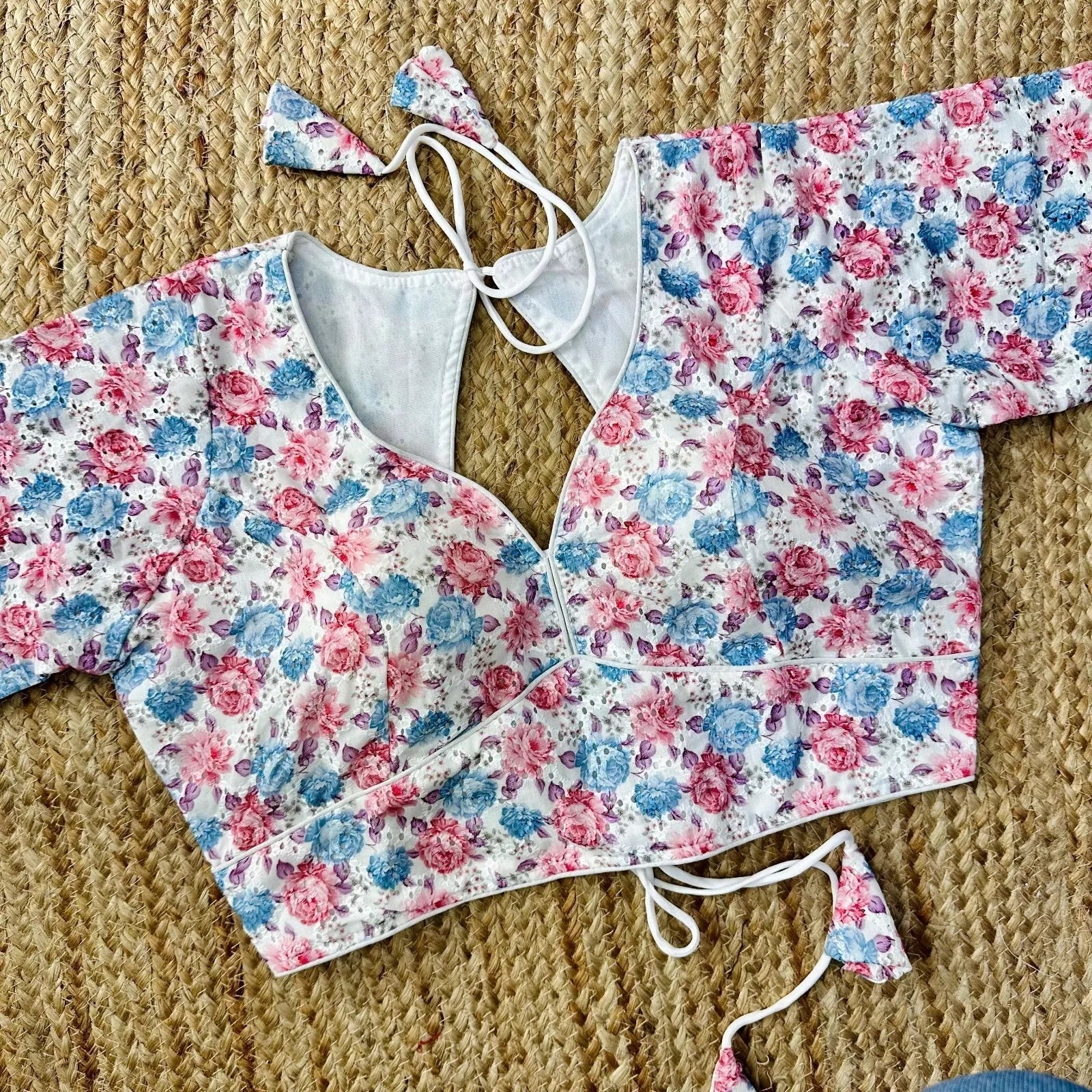 Wedding Hakoba With Flower Print All Over Blouse Choli