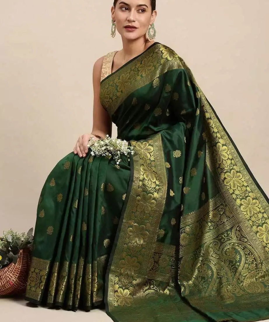 Party Wear Fancy Banarasi Soft Silk Saree For Women's