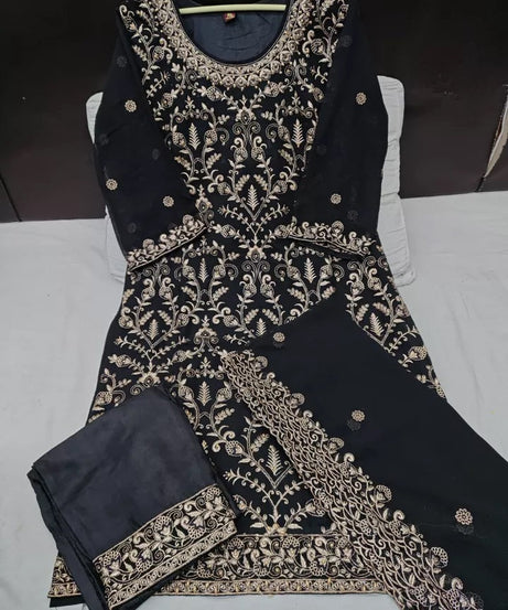 Georgette With Heavy Embroidery Work kurti Pant Set