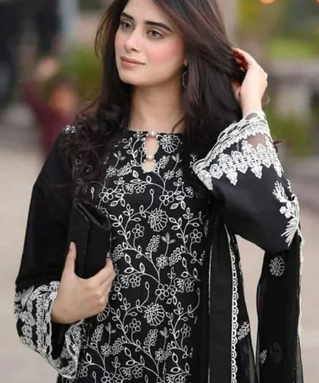 Georgette With Embroidery Work Pakistani Top Bottom With Dupatta