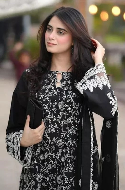 Georgette With Embroidery Work Pakistani Top Bottom With Dupatta