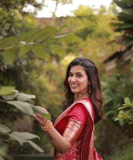 Traditional Banarasi Soft Silk, Wedding Wear Designer Sari & Blouse