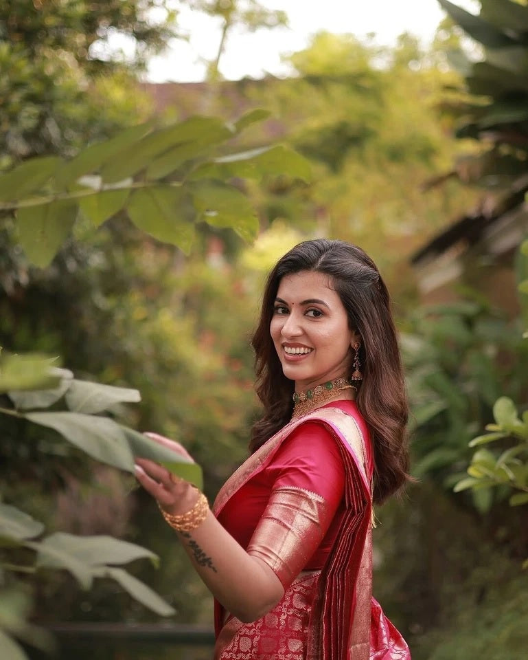 Traditional Banarasi Soft Silk, Wedding Wear Designer Sari & Blouse