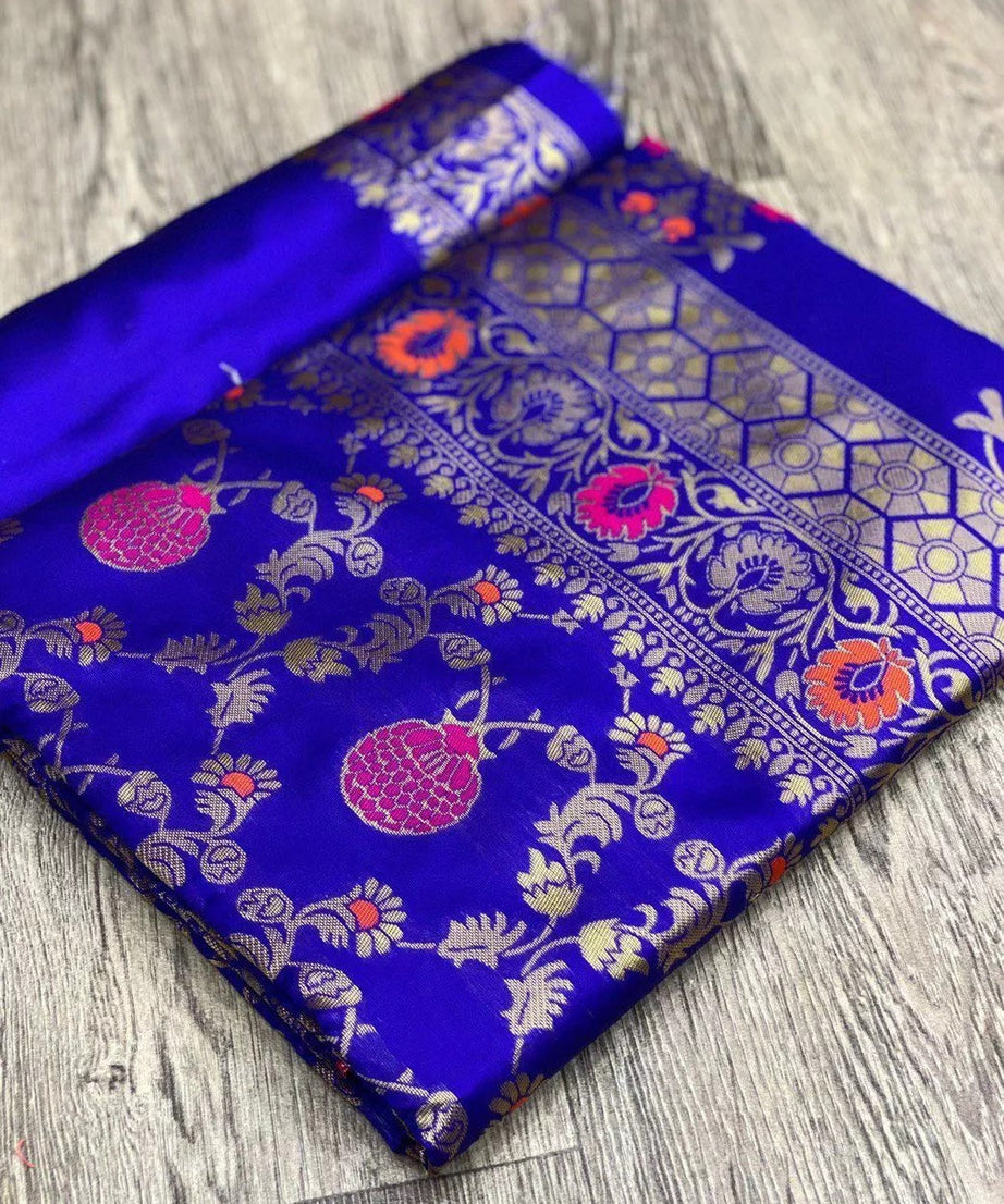 Women's Wedding Wear Banarsi Soft Silk Saree & Blouse