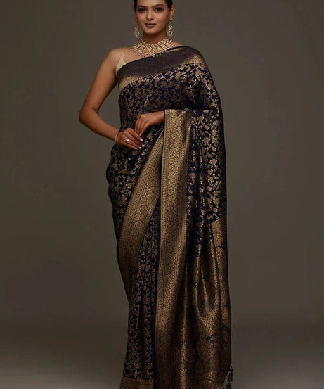 Traditional Wear Banarasi Soft Silk Saree , Designer Sari & Blouse