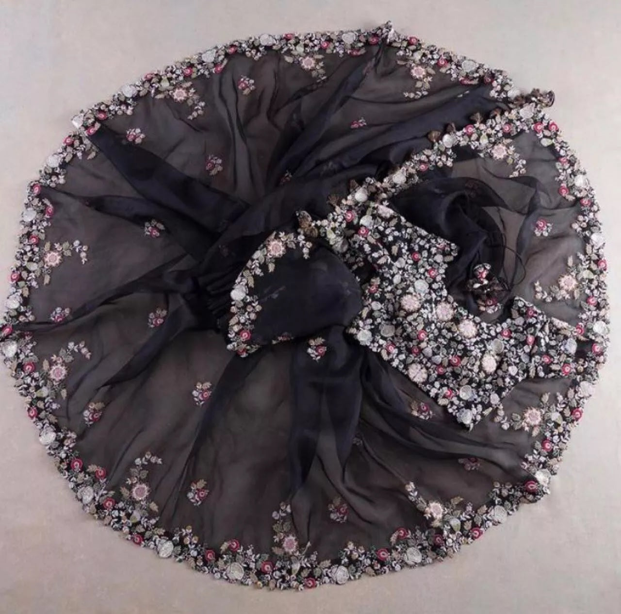 Georgette Embroidery Work Saree With Blouse,Party Wear Designer Saree