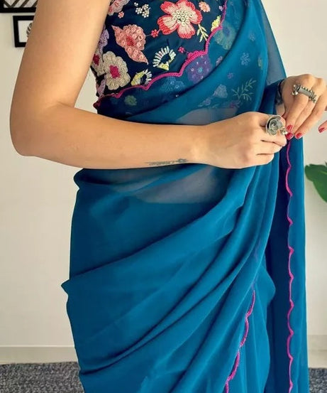 Soft Georgette Silk Saree With Blouse
