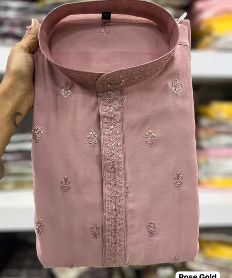 Premium Silk Indian Festival Beautiful Full Stitched Men's Kurta Pajama Set