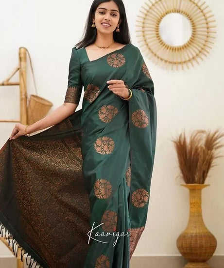 Soft Lichi Silk Rich Pallu Jacquard Work Saree With Blouse