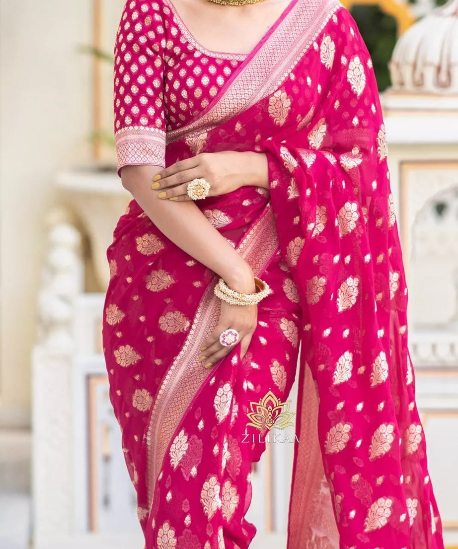 Women's Banarasi Soft Silk Saree With Blouse