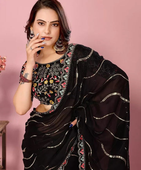 Women's Wedding Special Rangoli Silk Saree,Indian Party Wear Sari & Blouse