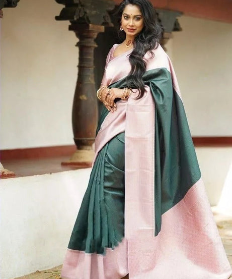 Wedding Soft Lichi Silk Sare With Blouse,Party Function Sari