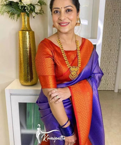 Soft Lichi Silk & Jacquard Work Saree With Blouse