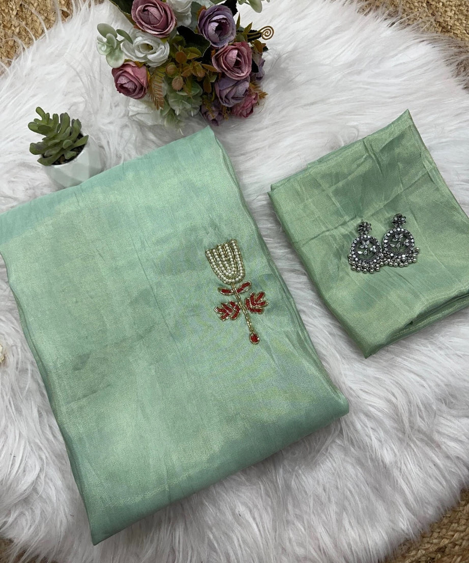 Soft Tissu Silk Beautiful Ethnic Saree, Wedding Wear Sari With Blouse