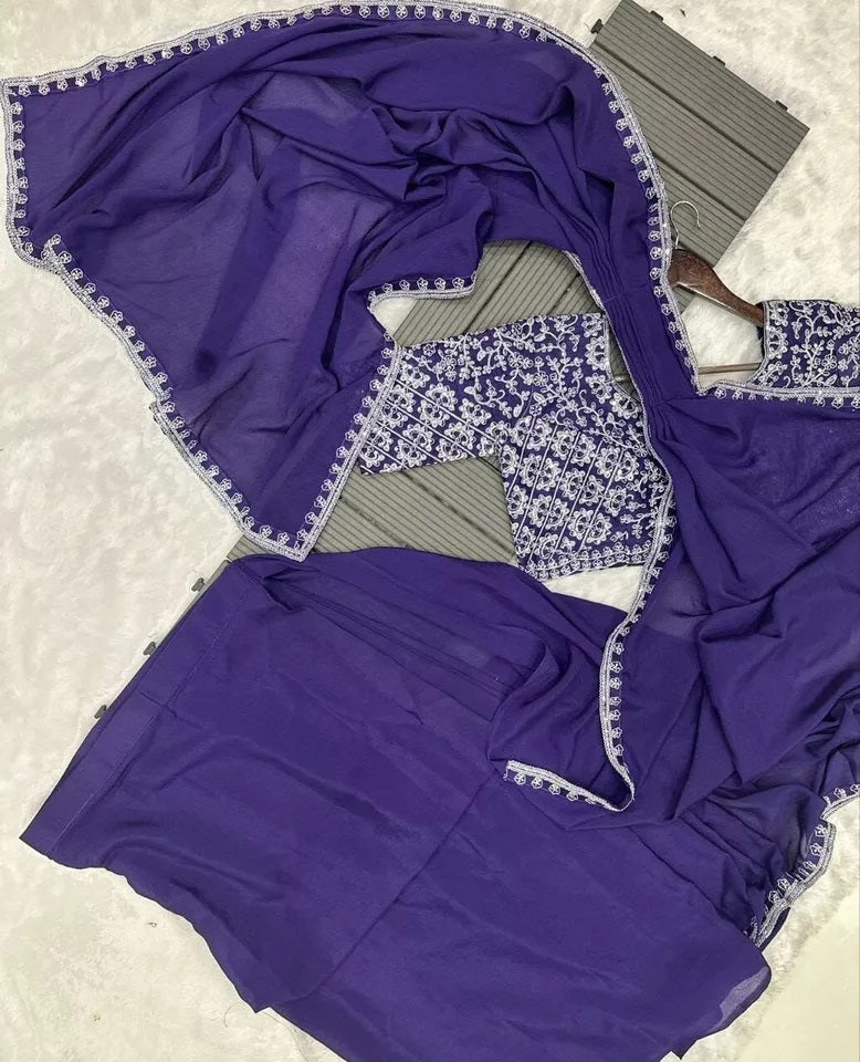 Ready To Wear Traditional Heavy Chinon Saree For Women's