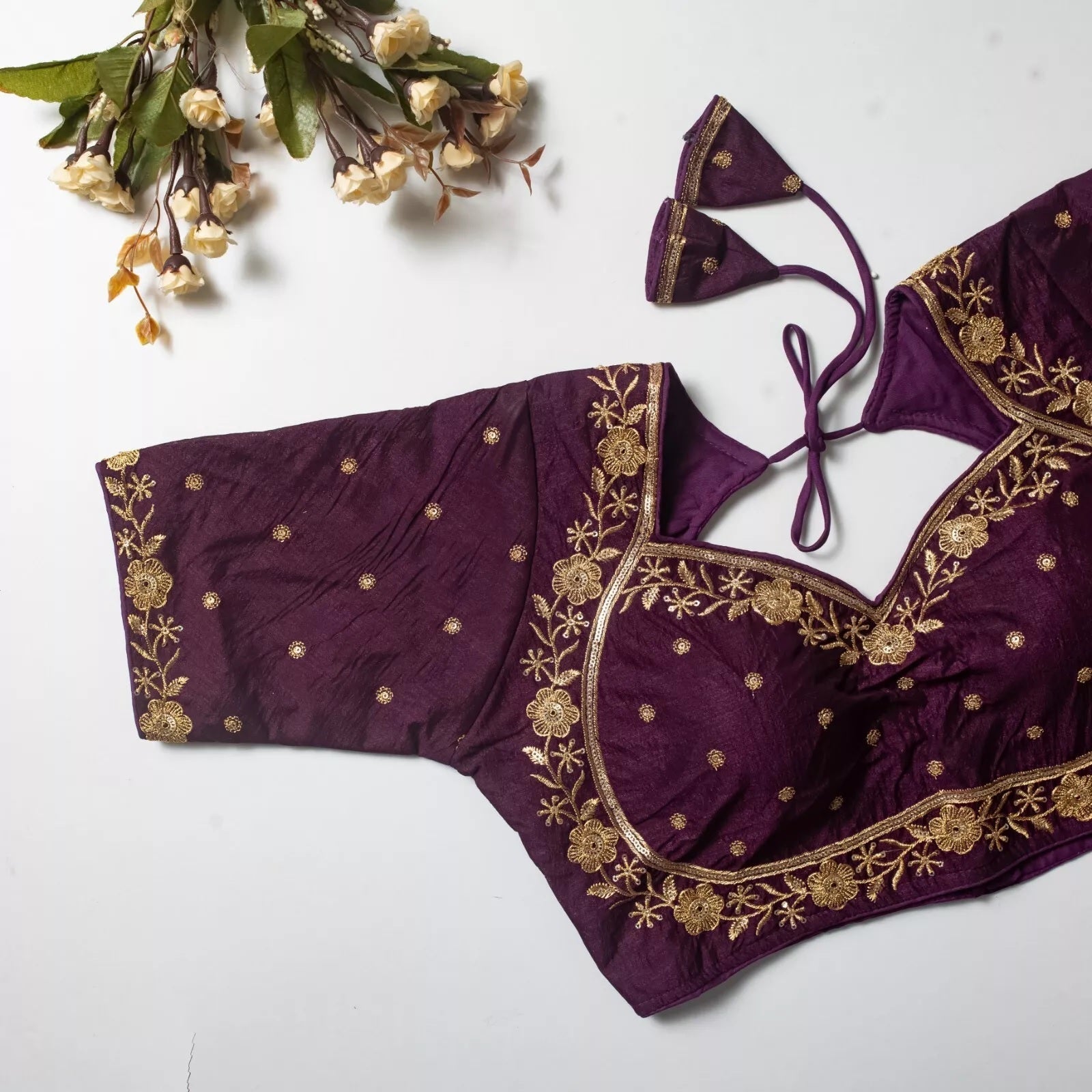 Wedding Exclusive Full Stitched Olive Silk Blouse & Choli