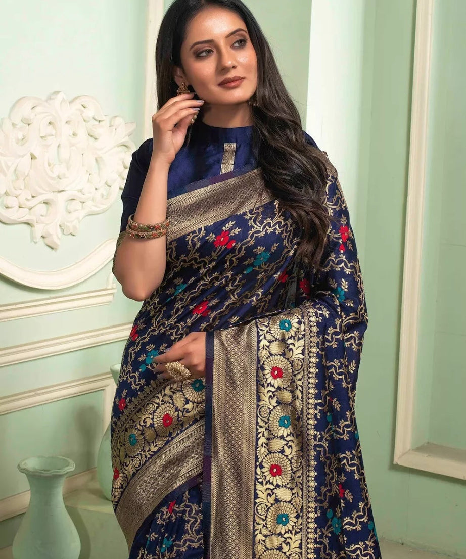 Classic Banarasi Soft Silk Wedding Sari & Blouse