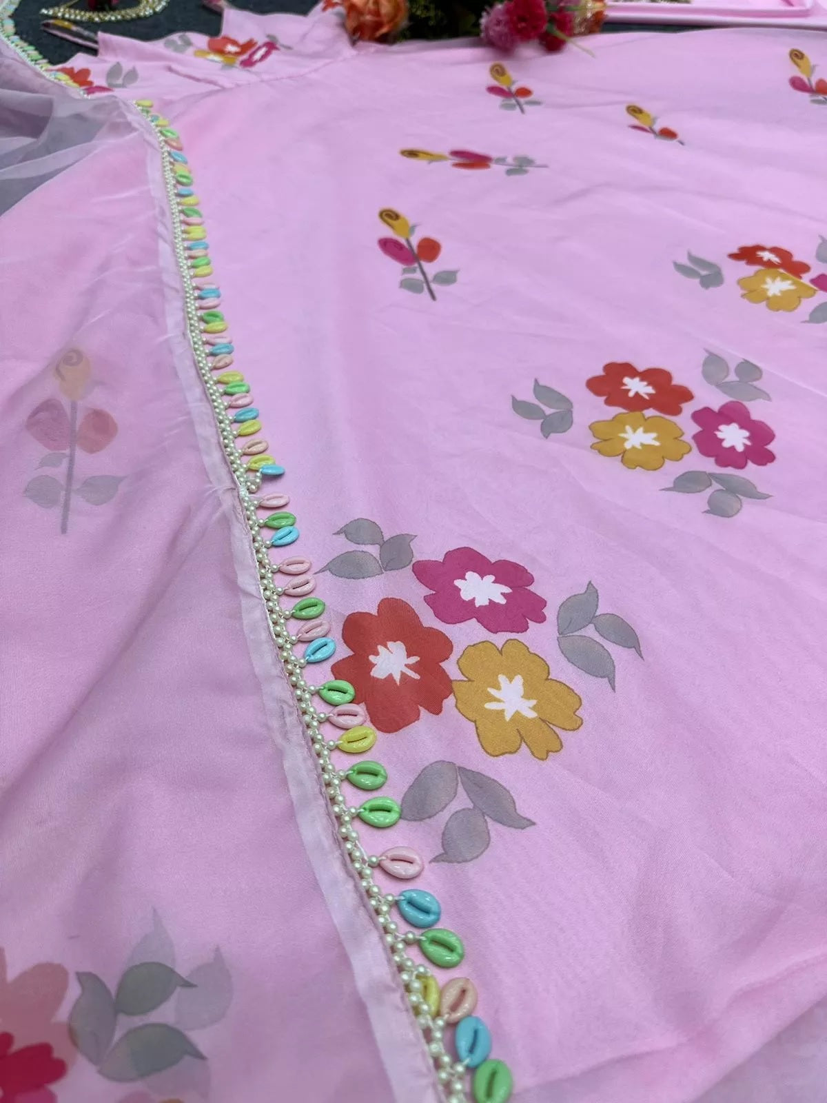 Silk Organza Stitched Beautiful Classic Anarkali Top Pant & Dupatta