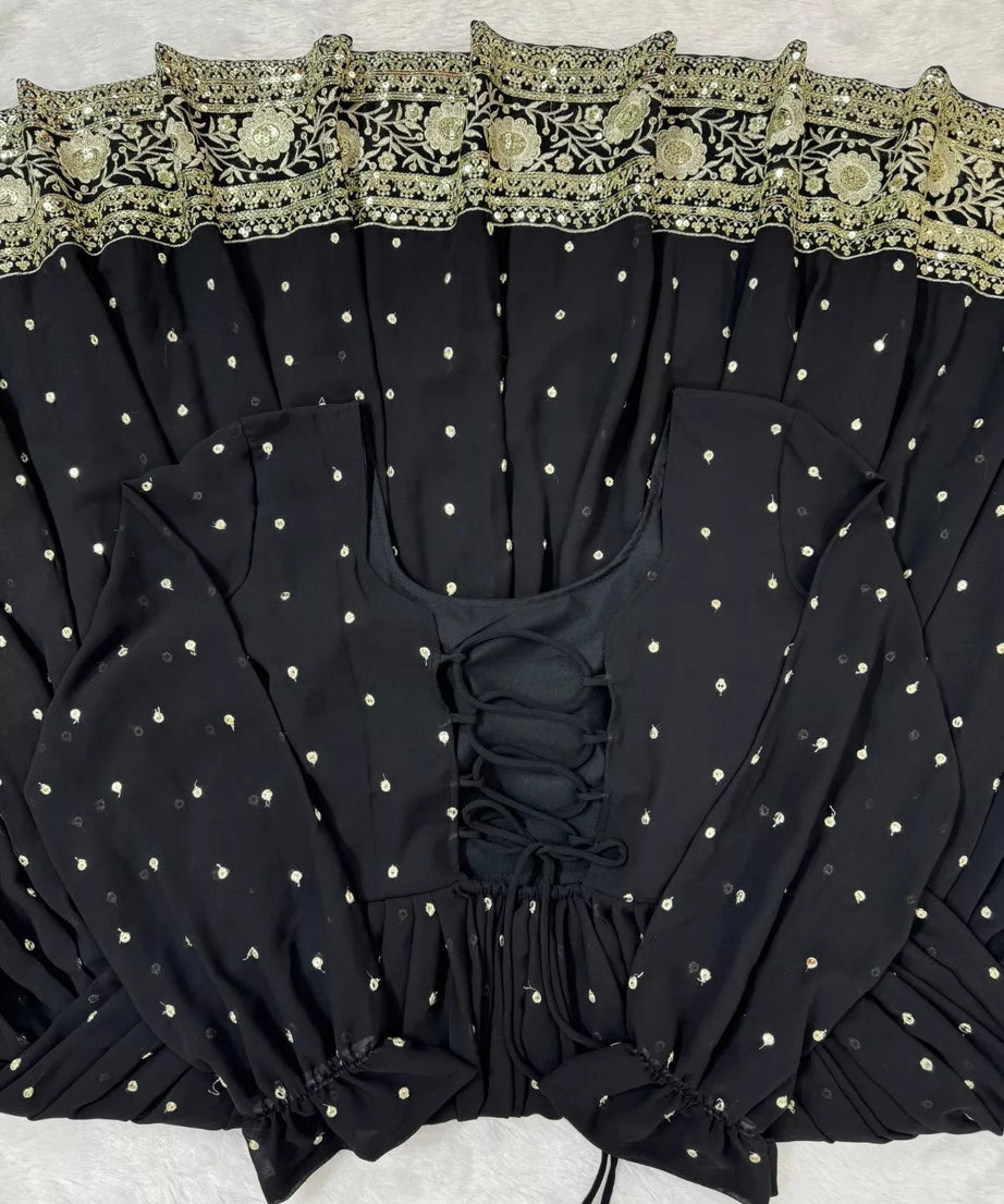 Faux Georgette With Thread Sequence Work Top Pant Dupatta