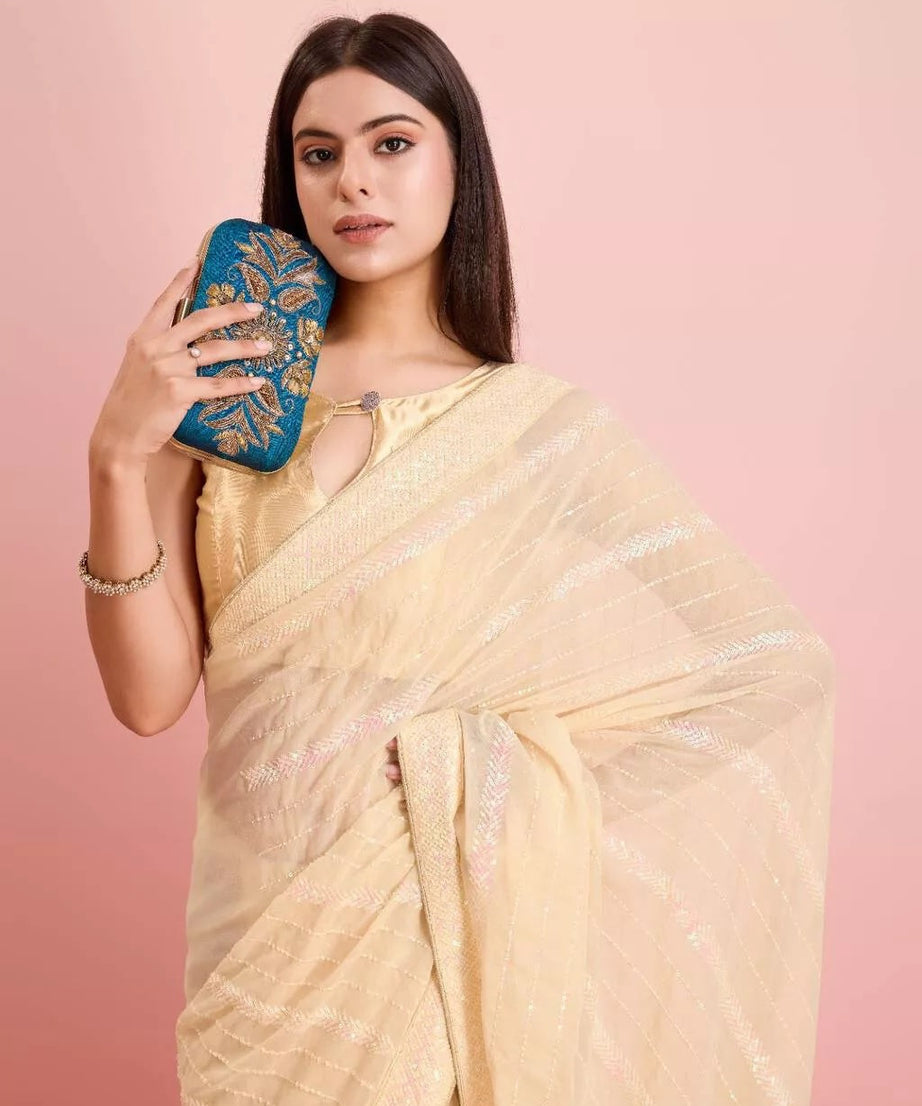 New Indian Georgette Saree,Indian Wedding Claasic Sari