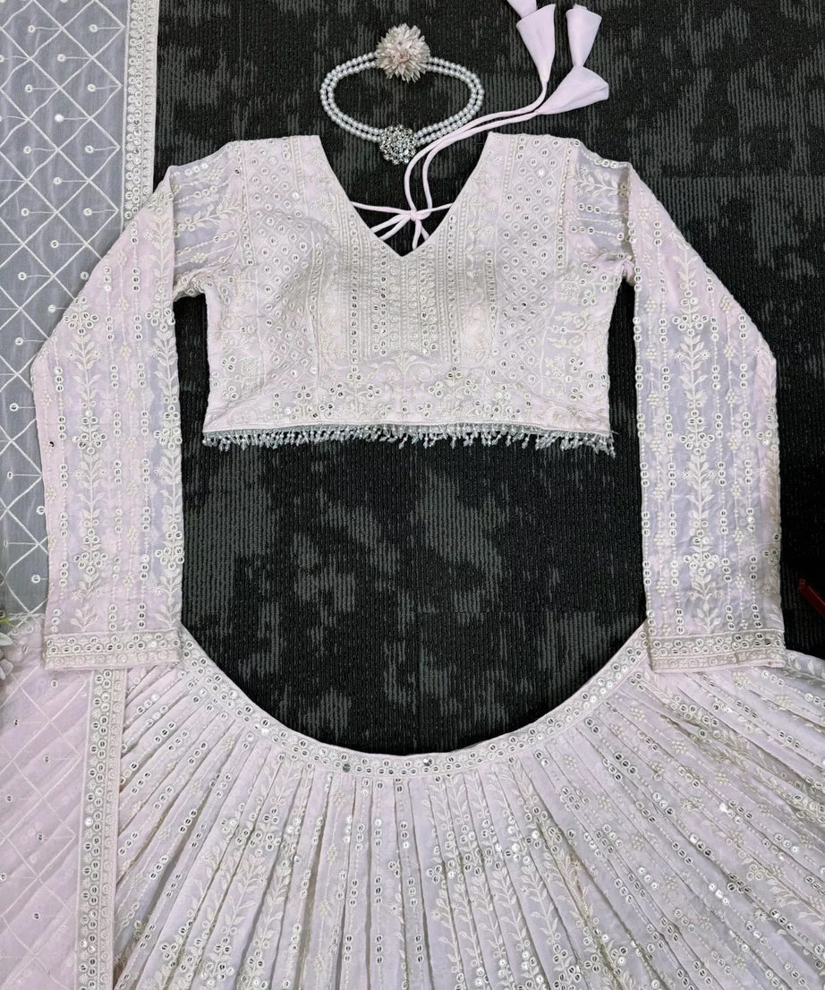 Georgette With Sequence & Theard Work Lehenga Blouse Dupatta