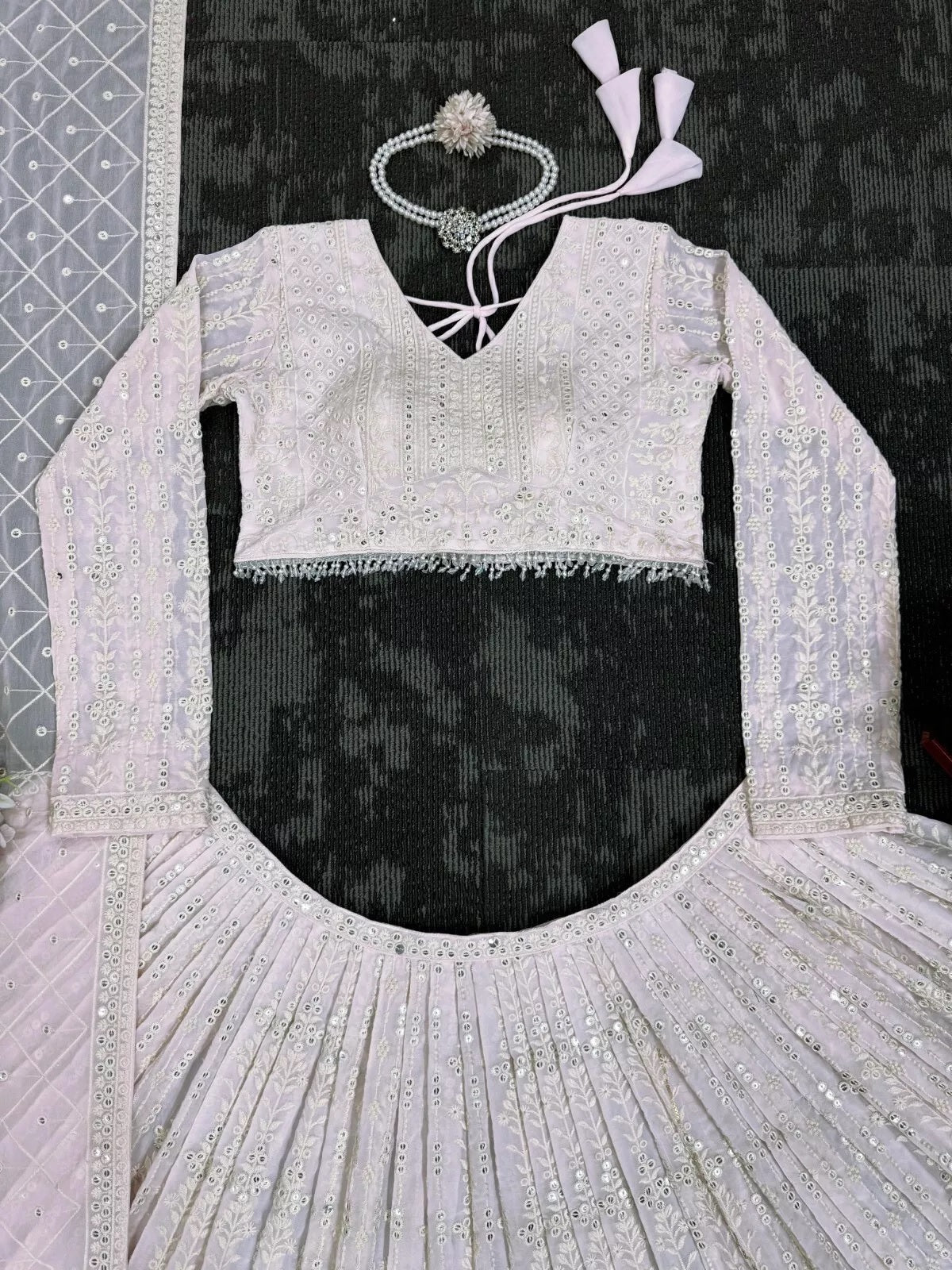 Georgette With Sequence & Theard Work Lehenga Blouse Dupatta