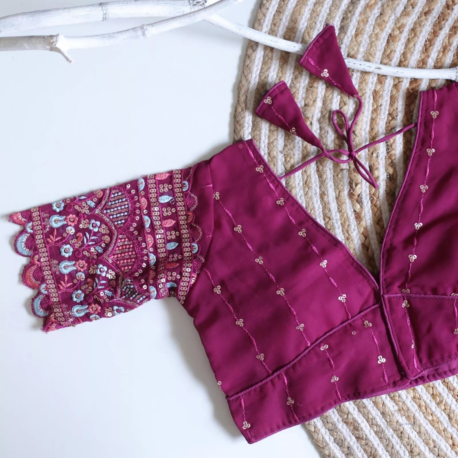 Party Wear Ethnic Full Stitched Strawberry Silk Blouse & Choli