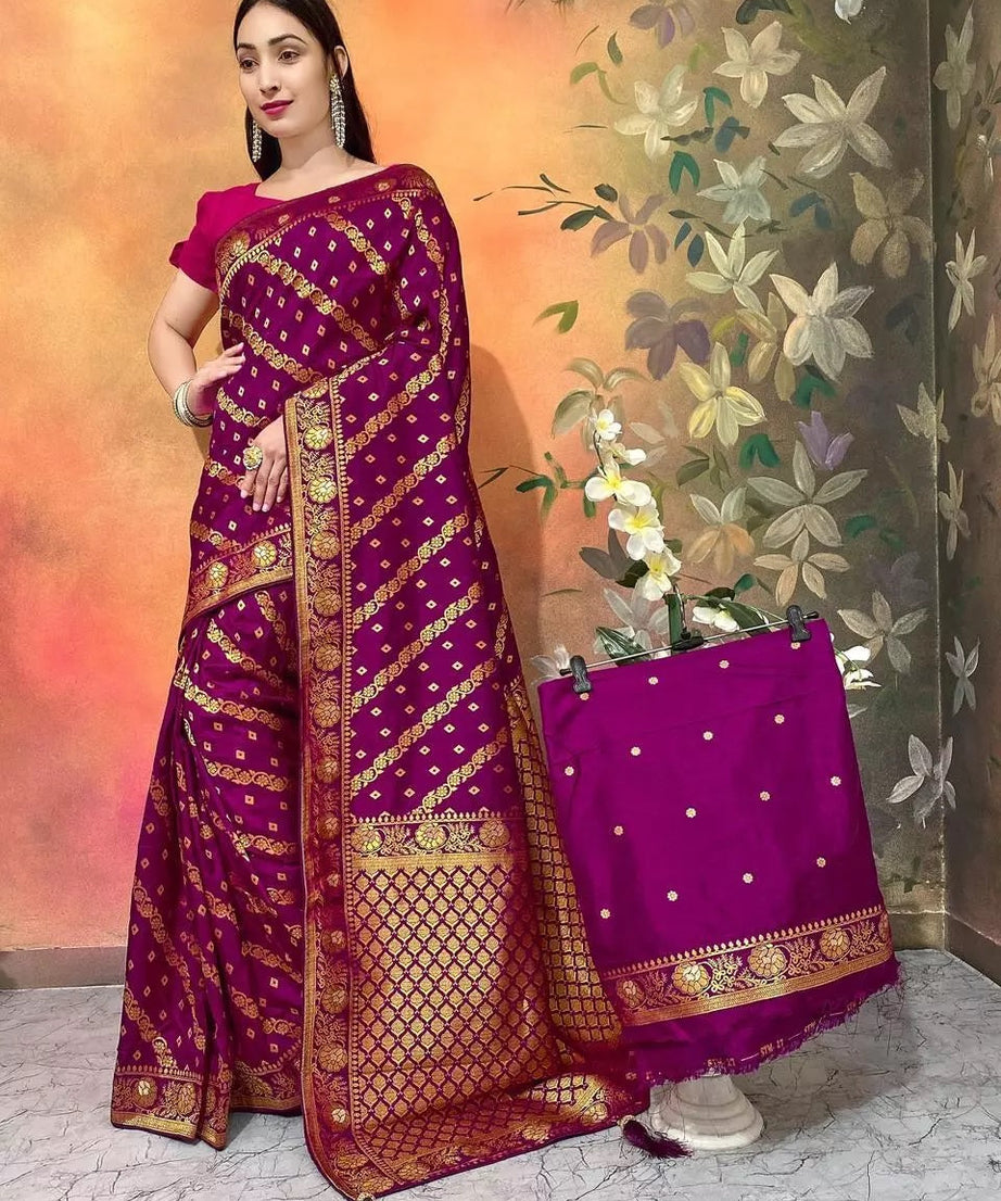Ethnic Party Wear Indian Dola Silk Saree & Blouse