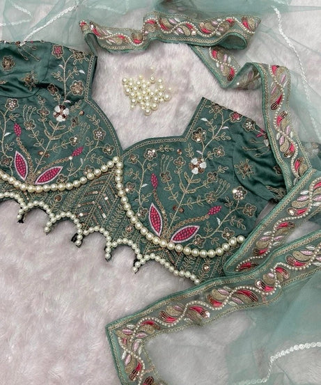 Heavy Soft Net With Embroidery And Sequence Work wedding Party wear Saree And Blouse 11-KK