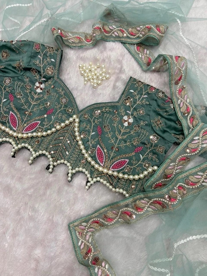 Heavy Soft Net With Embroidery And Sequence Work wedding Party wear Saree And Blouse 11-KK