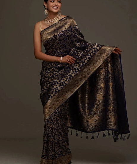 Traditional Wear Banarasi Soft Silk Saree , Designer Sari & Blouse